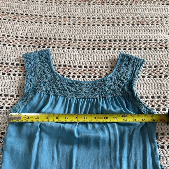 Free People Teal Sleeveless Tunic with Crochet Detail - Picture 2 of 11